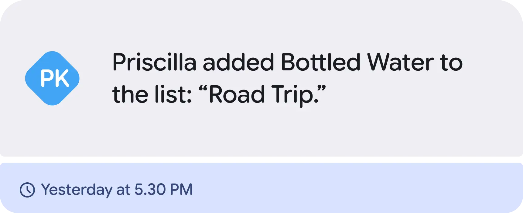 Activity notification bottom